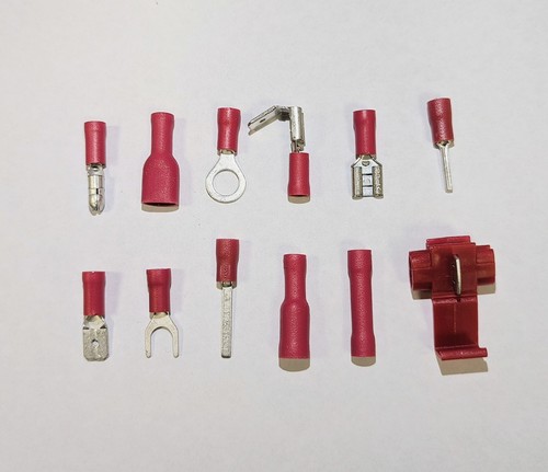 Red insulated crimp terminal - red,